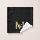 Moderne Zwart Goud Monogram Familienaam Bad Handdoek (Wasdoekje)