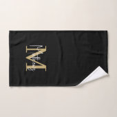 Moderne Zwart Goud Monogram Familienaam Bad Handdoek (Handdoek)