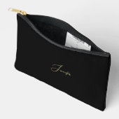 Moderne zwart goud monogram reizen cosmetische gol etui (Open)