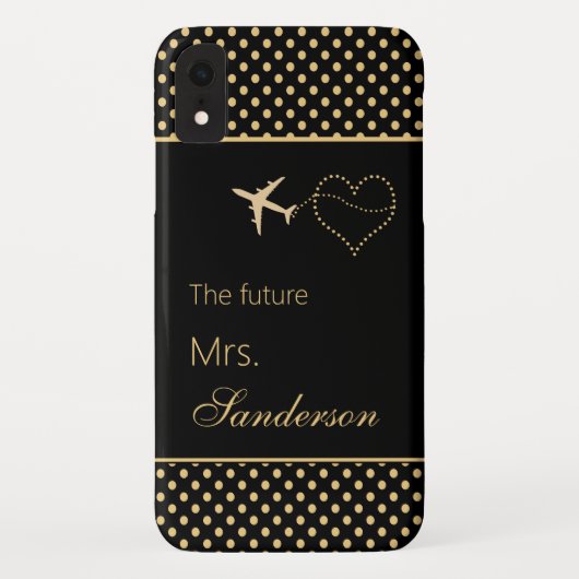 Moderne Zwart Goud Polka Dots Toekomst Mrs Custom Case-Mate iPhone Case (Achterkant)