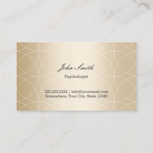 Moderne Zwart & Goud Psycholoog Visitekaartje (Achterkant)