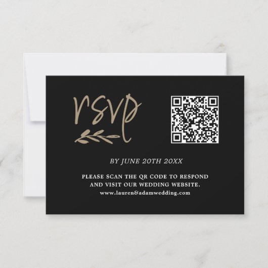 Moderne Zwart & Goud QR Code RSVP (Voorkant)