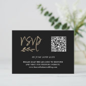 Moderne Zwart & Goud QR Code RSVP (Staand voorkant)