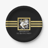 Moderne Zwart-Goud Schaatsen Party Papieren Bordje