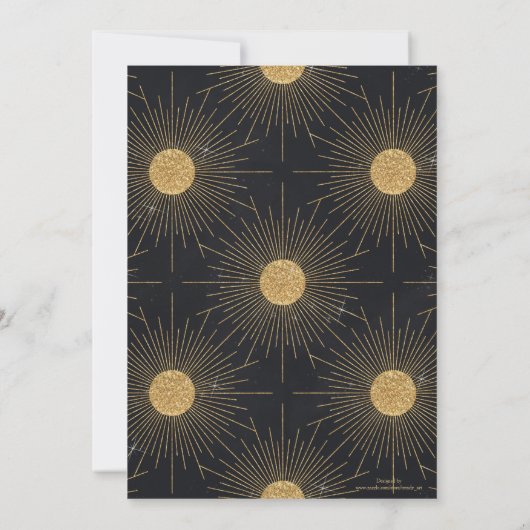 Moderne Zwart Goud Schijnende Zon (Achterkant)