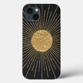 Moderne Zwart Goud Schijnende Zon Case-Mate iPhone Case (Achterkant)