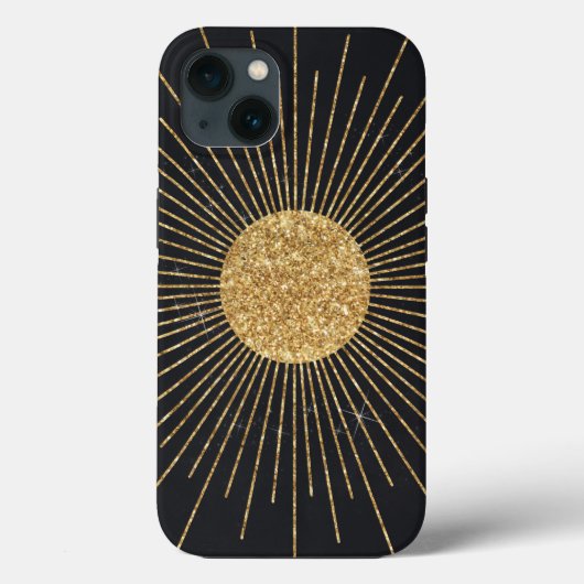 Moderne Zwart Goud Schijnende Zon Case-Mate iPhone Case (Achterkant)