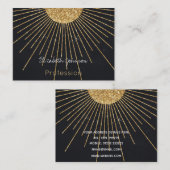 Moderne Zwart Goud Schijnende Zon Visitekaartje (Voorkant / Achterkant)
