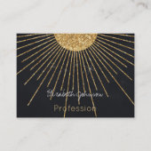 Moderne Zwart Goud Schijnende Zon Visitekaartje (Voorkant)