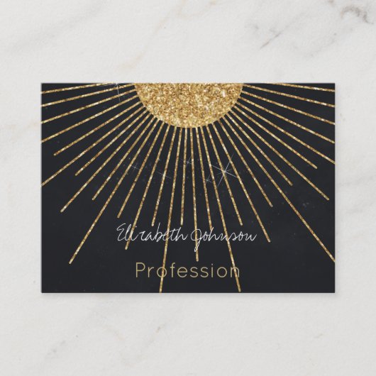 Moderne Zwart Goud Schijnende Zon Visitekaartje (Voorkant)