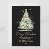 Moderne Zwart Goud Script Tree Niet Foto Kerstmis Feestdagenkaart (Voorkant)