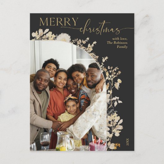 Moderne Zwart Goud Typografie Kerstmis Briefkaart (Voorkant)