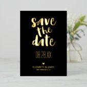 Moderne Zwart Goud Typografie Save The Date Bruilo Folie Uitnodiging (Staand Voorkant)
