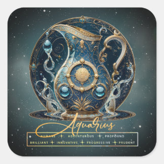 Moderne Zwart Goud Waterdrager Symbool Waterman Vierkante Sticker