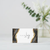 Moderne Zwart Gouden Agaat Logo Visitekaartje (Staand voorkant)