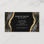 Moderne Zwart Gouden Agaat Logo Visitekaartje (Achterkant)