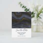 Moderne Zwart & Gouden Agaat Stone Save the Date Briefkaart (Staand voorkant)