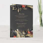 Moderne Zwart-Gouden Bloemen Fotobegrafenis Programma (Achterkant)