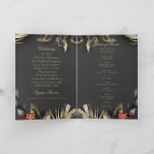 Moderne Zwart-Gouden Bloemen Fotobegrafenis Programma (Binnen)