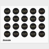 Moderne Zwart Gouden Bruid Groom Monogram Dank u Ronde Sticker (Vel)