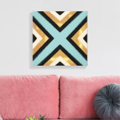 Moderne Zwart Gouden Brushstrokes Mint Geometrisch Canvas Afdruk (Insitu (Woonkamer))