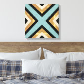 Moderne Zwart Gouden Brushstrokes Mint Geometrisch Canvas Afdruk (Insitu (Slaapkamer))
