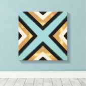 Moderne Zwart Gouden Brushstrokes Mint Geometrisch Canvas Afdruk (Insitu (Houten vloer))