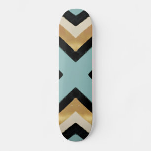 Moderne Zwart Gouden Brushstrokes Mint Geometrisch Persoonlijk Skateboard