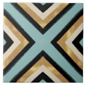 Moderne Zwart Gouden Brushstrokes Mint Geometrisch Tegeltje (Voorkant)
