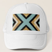 Moderne Zwart Gouden Brushstrokes Mint Geometrisch Trucker Pet (Voorkant)