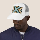 Moderne Zwart Gouden Brushstrokes Mint Geometrisch Trucker Pet (In situ)