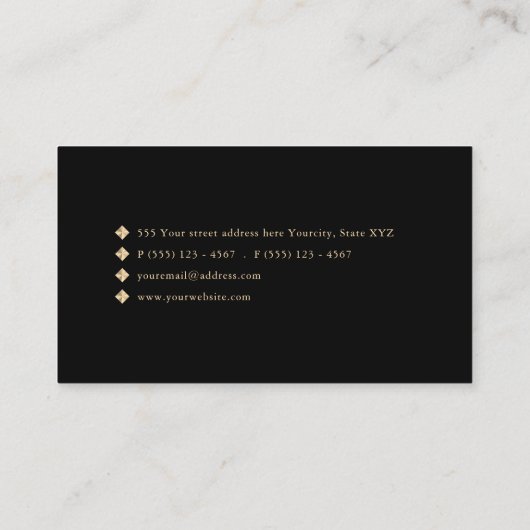 Moderne Zwart Gouden Douane QR Code Visitekaartje (Achterkant)