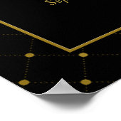 Moderne Zwart & Gouden Folie Effect Bruiloft Welko Poster (Hoek)