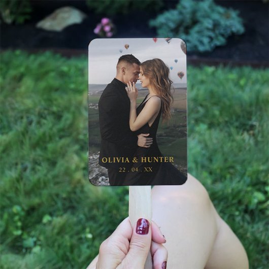 Moderne Zwart, Gouden Huwelijksprogramma Fans met  Handwaaier