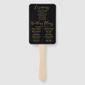 Moderne Zwart & Gouden Kalligrafie Bruiloft Handwaaier (Achterkant)