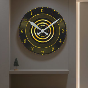 Moderne Zwart Gouden Spiraal Muurklok voor Home De Ronde Klok