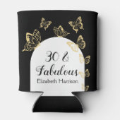 Moderne zwart gouden vlinders Fabulous verjaardag Blikjeskoeler (Achterkant)