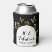 Moderne zwart gouden vlinders Fabulous verjaardag Blikjeskoeler (Blikje Achterkant)