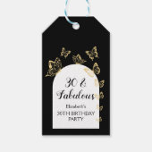 Moderne zwart gouden vlinders Fabulous verjaardag Cadeaulabel (Voorkant)