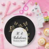 Moderne zwart gouden vlinders Fabulous verjaardag Papieren Bordje (Feest)