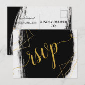 Moderne Zwart & Gouden Waterverf Geometrische RSVP Uitnodiging Briefkaart (Voorkant / Achterkant)