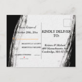 Moderne Zwart & Gouden Waterverf Geometrische RSVP Uitnodiging Briefkaart (Achterkant)