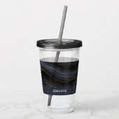 Moderne zwart-goudgesteente Abstract Acryl Drinkbeker (Achterkant)