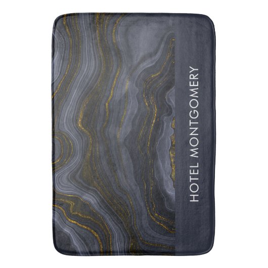 Moderne zwart-goudgesteente Abstract Badmat (Voorkant Verticaal)