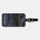 Moderne zwart-goudgesteente Abstract Bagagelabel (Voorkant horizontaal)