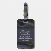 Moderne zwart-goudgesteente Abstract Bagagelabel (Achterkant verticaal)