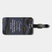 Moderne zwart-goudgesteente Abstract Bagagelabel (Achterkant horizontaal)