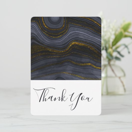 Moderne zwart-goudgesteente Abstract bedankt (Staand voorkant)