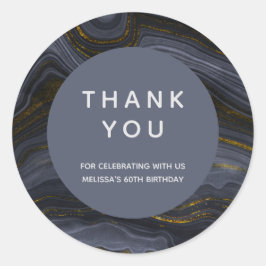 Moderne zwart-goudgesteente Abstract bedankt Ronde Sticker