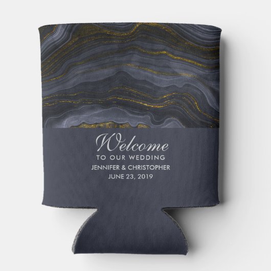 Moderne zwart-goudgesteente Abstract Blikjeskoeler (Achterkant)